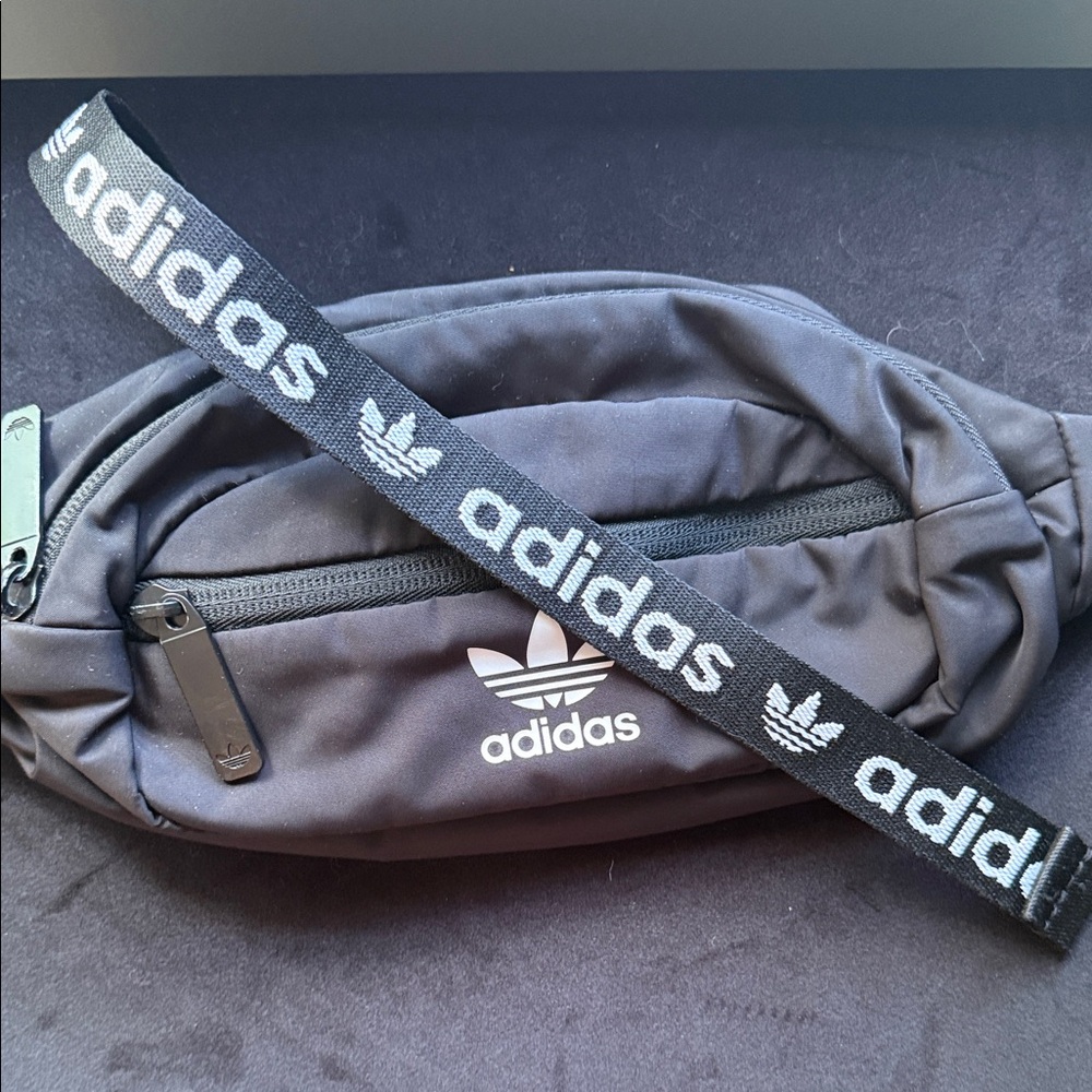 adidas Originals Black Trefoil Logo Belt Bag with Branded Strap